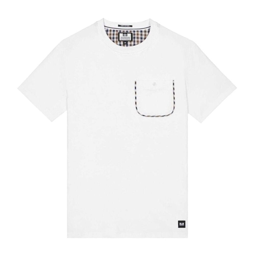 Weekend Offender Mens Sutton Checked Chest Pocket T-Shirt / White
